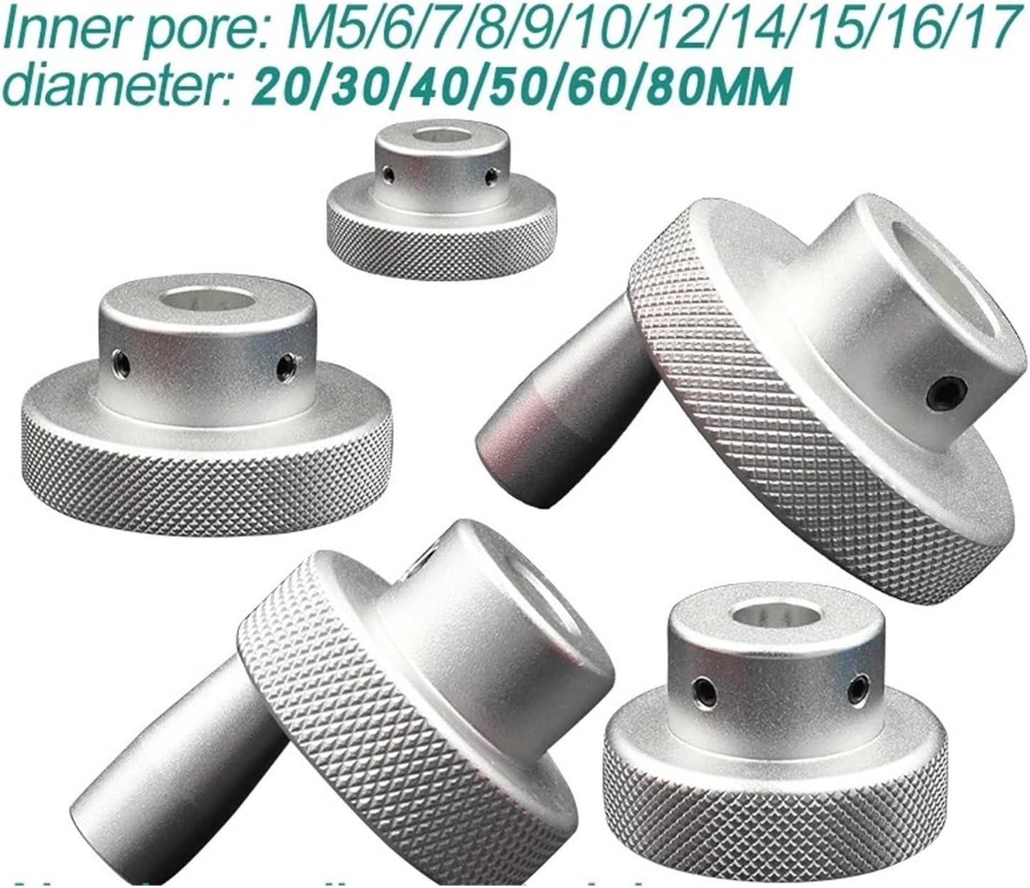 1Pcs Sand Silver Aluminum Alloy Handwheel for Lathe/Miller Mechanical Hand Wheel Automation Equipment partslathe proce(22MM,NO Handle_D80MM)