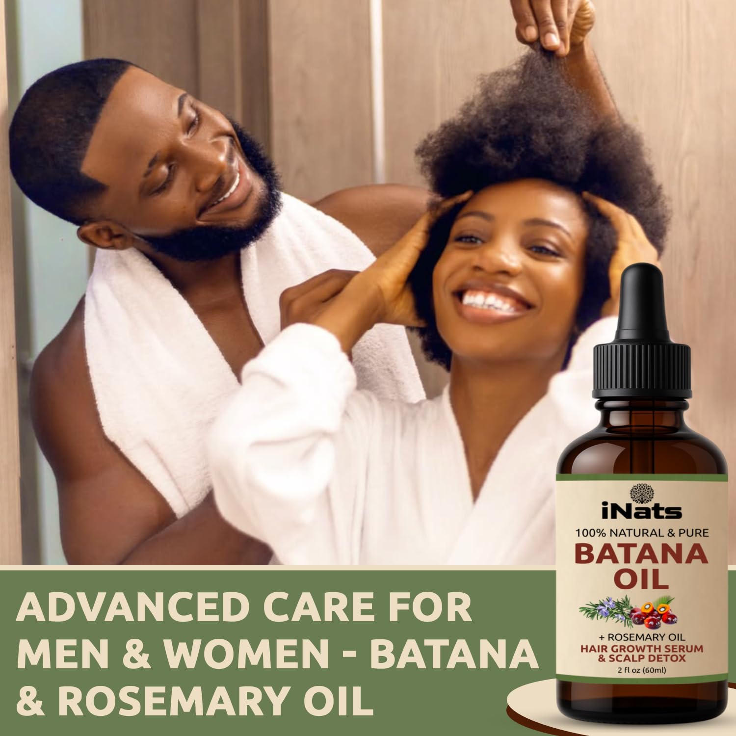 Batana & Rosemary Hair Growth Serum (2 Fl Oz) - Nourish & Detox Scalp for Thicker, Stronger, Longer - Dr. Sebi Recommended, Natural Hair Oil for Women & Men – Intensive Repair & Nourishing