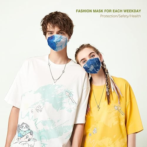 Miniatura 7 de POQCCT Mascarillas KN95, paquete de 50 unidades, transpirable, respirador de seguridad transpirable, 5 capas, copa multicolor, máscara KN95