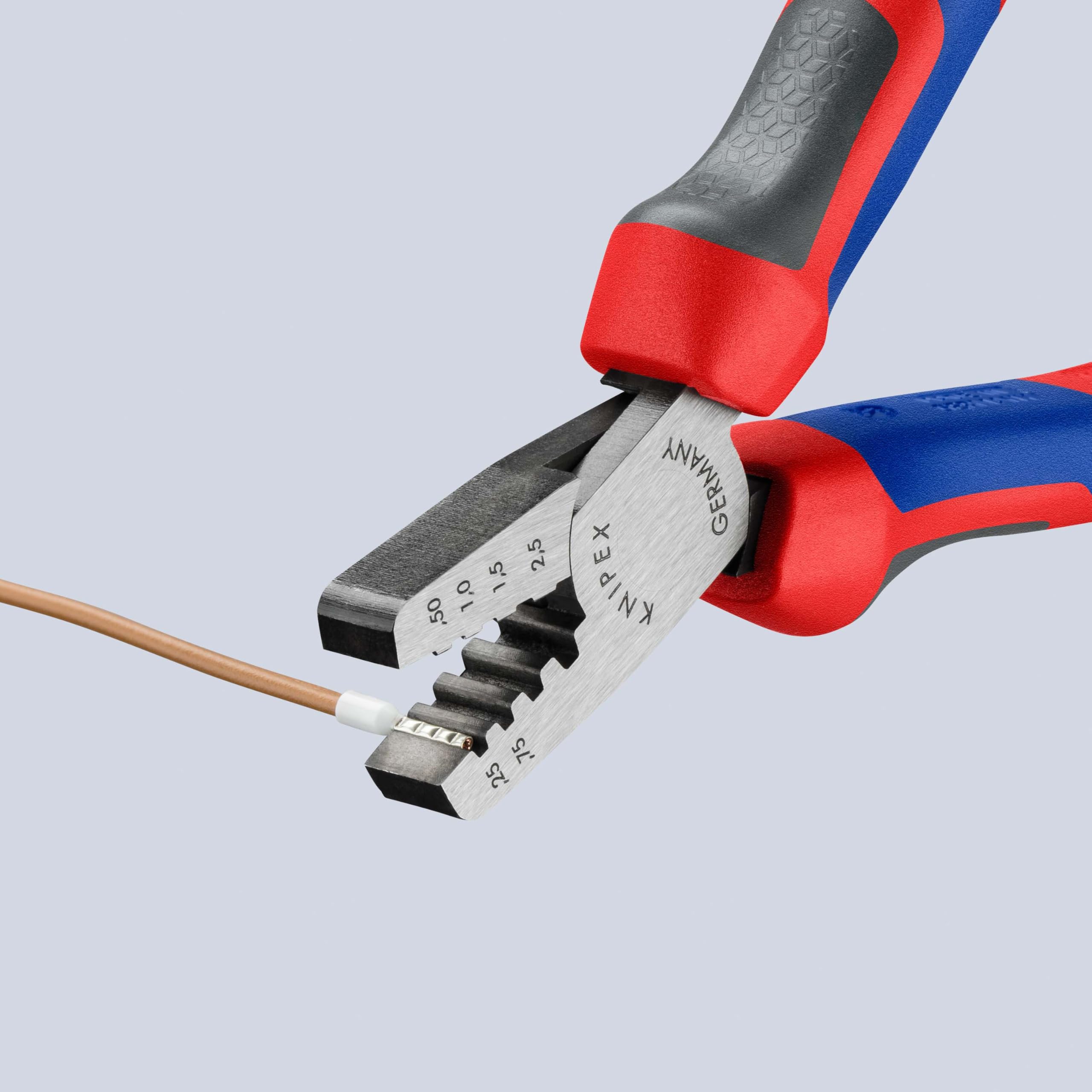 KNIPEX Szczypce do zagniatania tulejek kablowych z rękojeściami Comfort 145 mm, 97 62 145 A