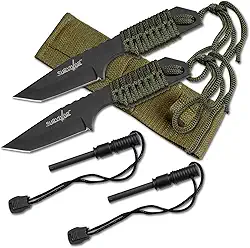Faca de lâmina fixa Survivor Tanto HK-106320-2, 17,7 cm, verde, pacote com 2