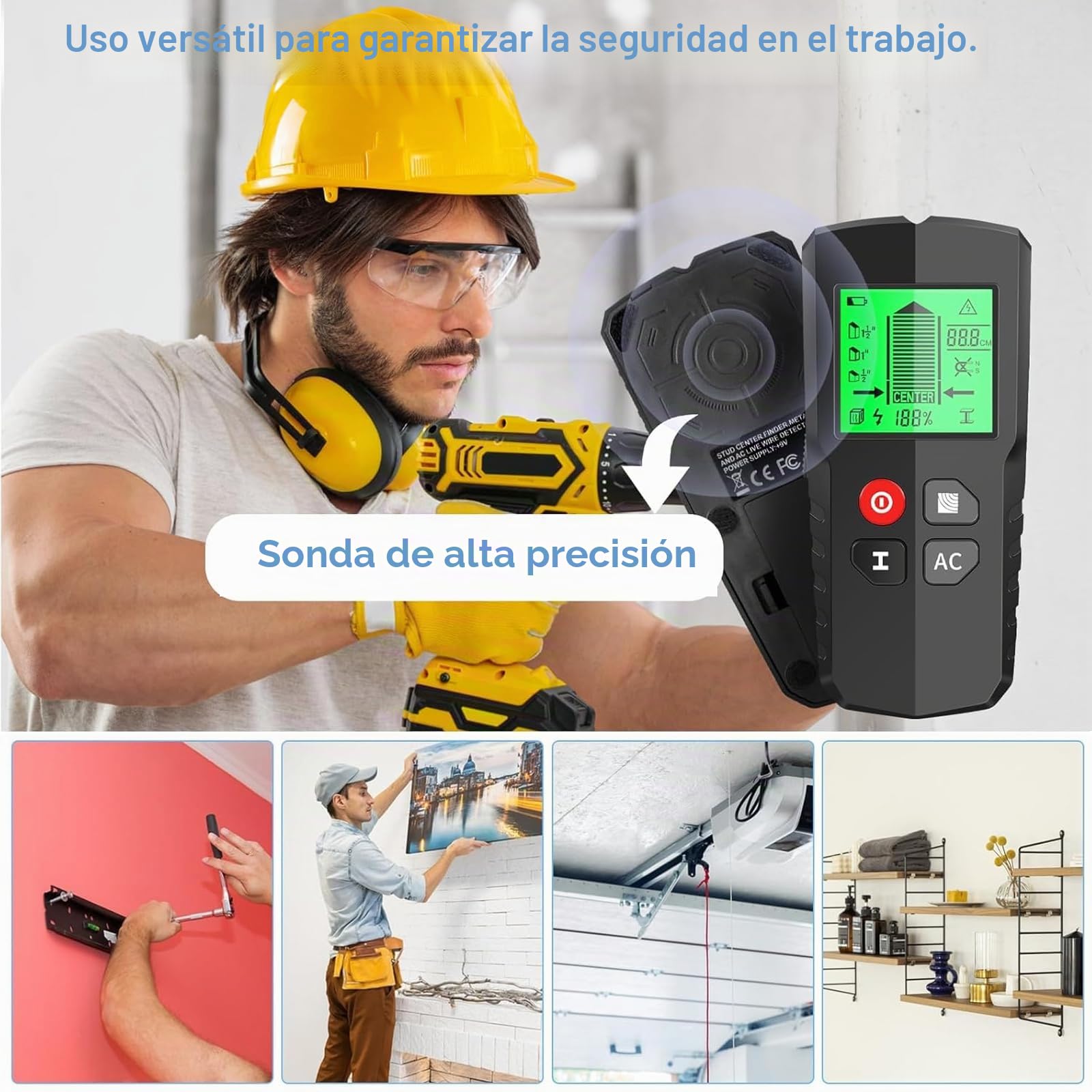 EXTSUD Localizador de Cables para Pared, localizador de Cables, Dispositivo de localización, escáner, Detector de Metal de Pared Detector de Metales de Pared para Madera Metales