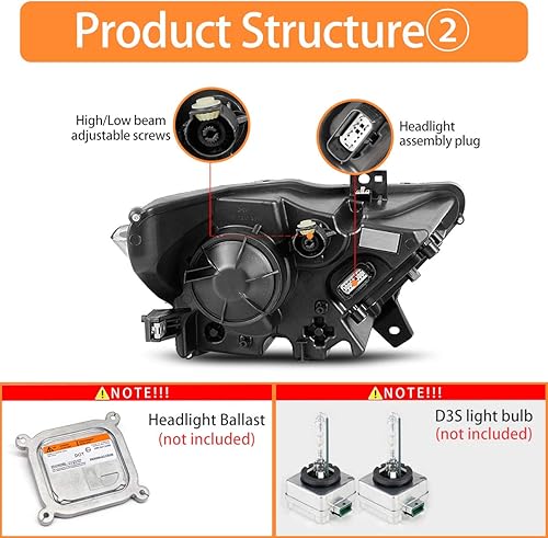 Miniatura 4 de AUTOWIKI Faros delanteros para Ford Mustang 2015-2017 con carcasa negra reflector ámbar lente transparente 2PCS