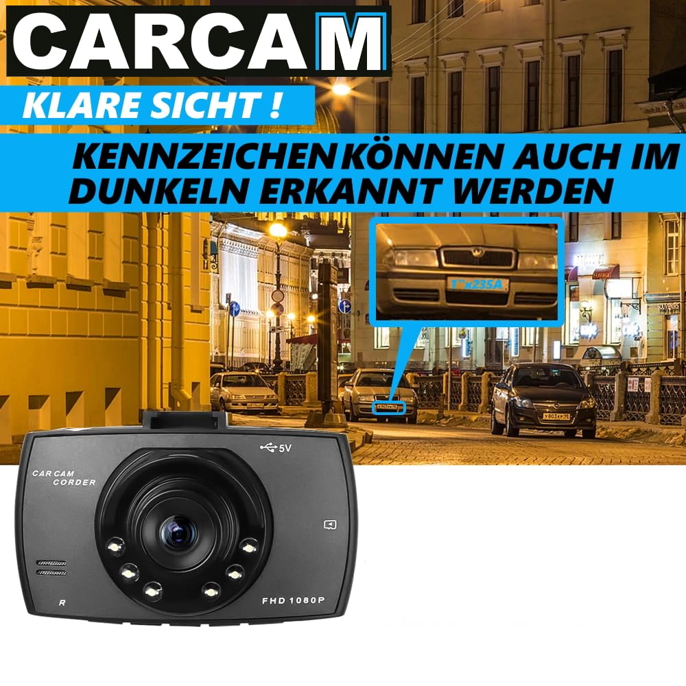 CARCAM DASHCAM Full HD samochód ciężarowy taksówka 1080p kamera samochodowa kamera na deskę rozdzielczą (HD, noktowizor na deskę rozdzielczą, kamera samochodowa, rejestrator wideo, wypadek)