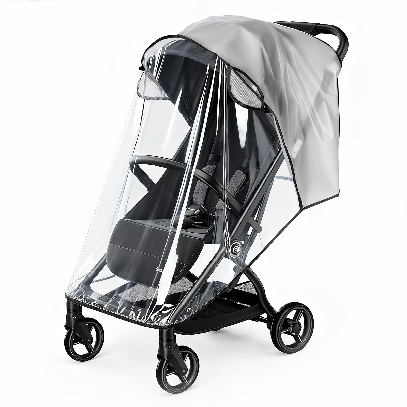 Universal Rain Cover for Pushchair Transparent Pram Rain Cover for Stroller All Seasons Wind Snow Dust Protection Waterproof Breathable Baby Buggy Cover Protect Fits Most Standard Pushchairs