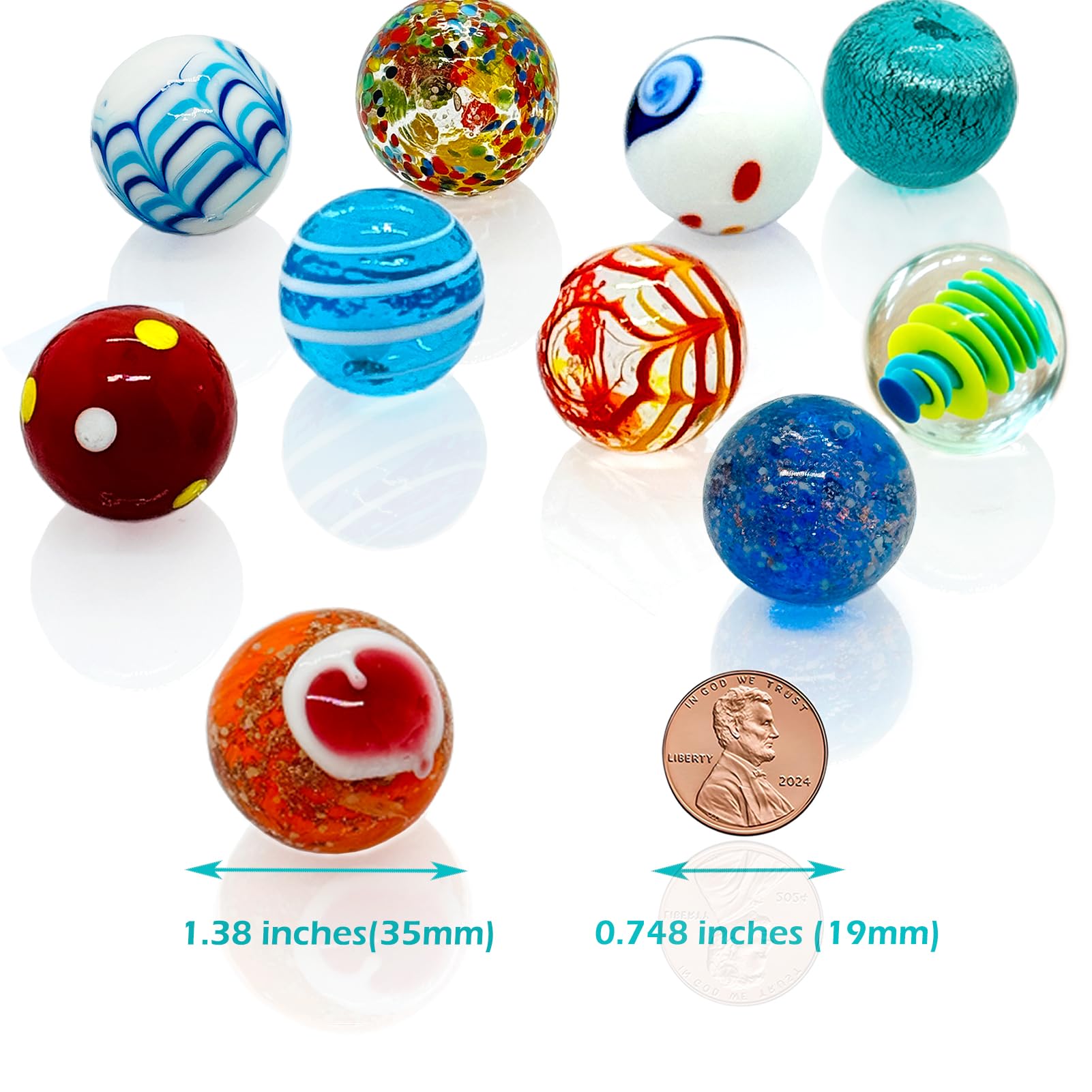 Taken All 10pcs 35mm Biglie di Vetro Fatti A Mano 3.51cm Shooters per Ring Game & Home Decor