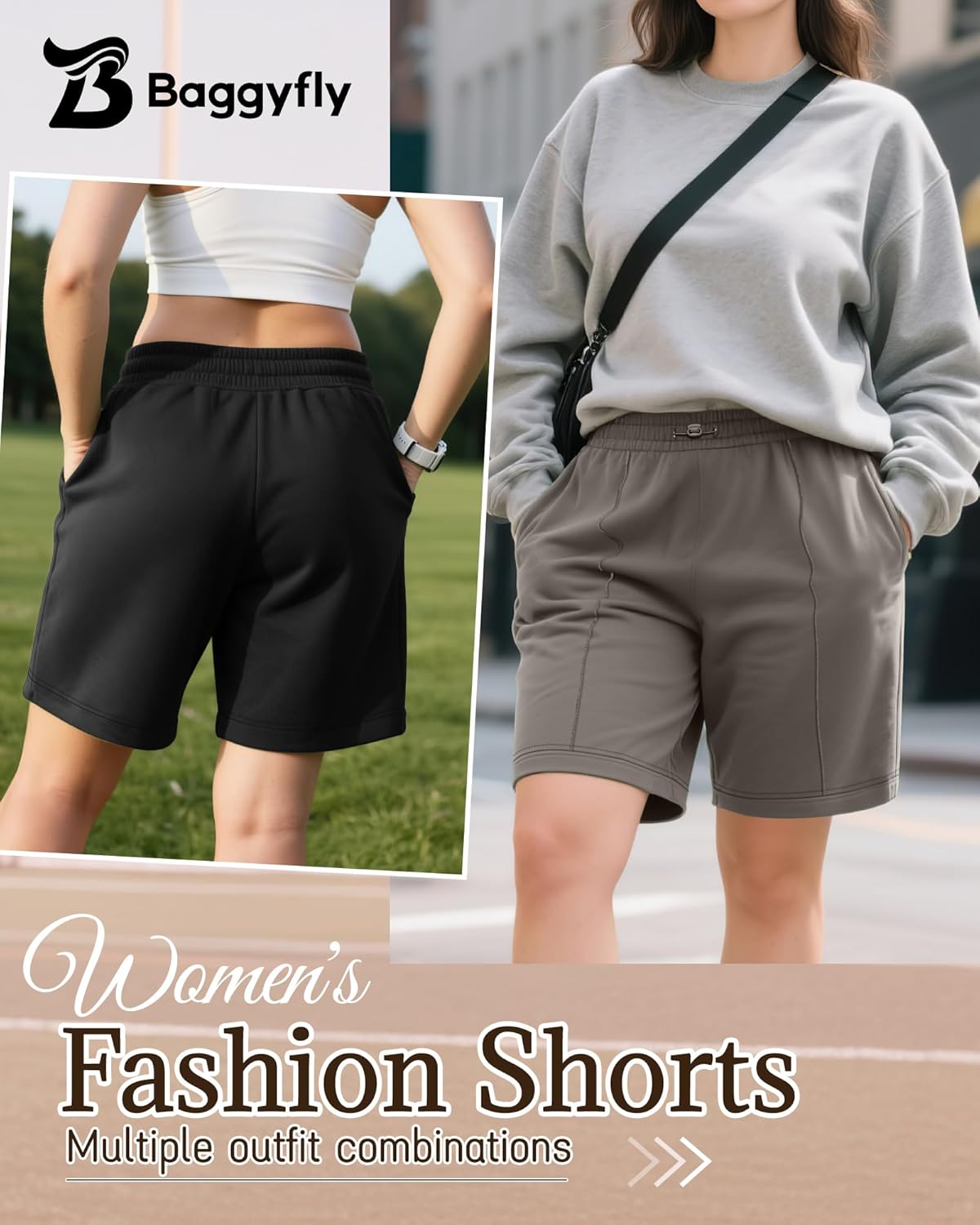 3 Pack Women's Plus Size Athletic Drawstring Shorts Bermuda Long Sweat Short High Waist Casual Pants with Pockets