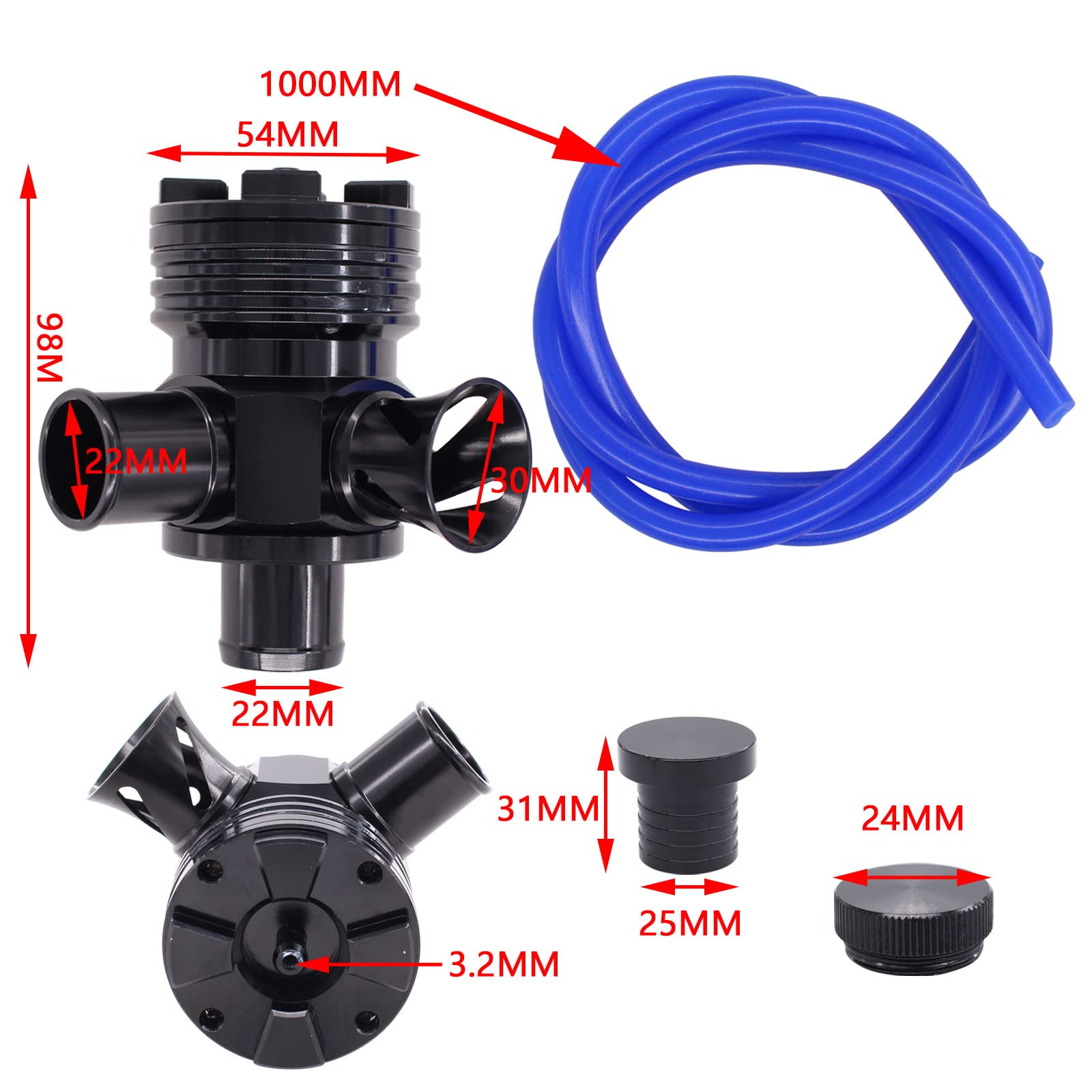 Doo Engy Abschaltventil Schubumluftventil Auspuff Umsteller Turbo Abblaseventil BOV Blow Pop Off Ventil Offen Geschlossen Splitter einstellbar für 1.8T 2.7T Motoren
