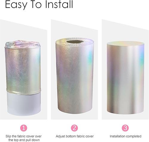 Miniatura 77 de Wokceer Fundas de soporte de pedestal de cilindro para fiesta, 3 piezas, soporte de cilindro dorado de elastano para cubiertas de fiesta, soporte