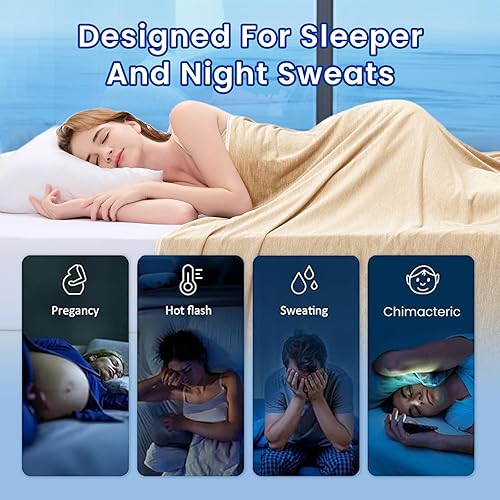 Miniatura 4 de Topcee - Manta refrescante (90"x90" tamaño Queen) para sudores nocturnos, absorbe el calor para mantener a los adultos frescos en noches cálidas