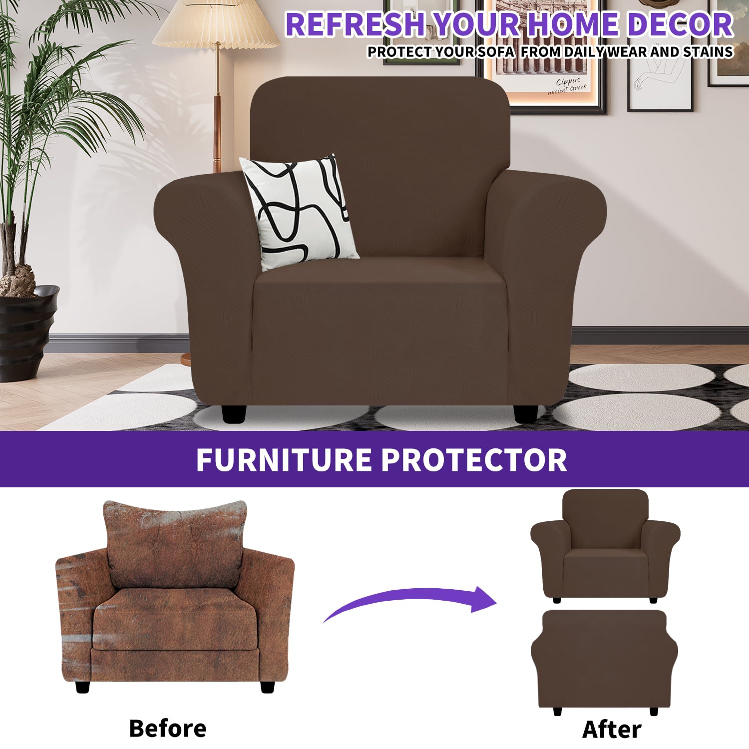 ZNSAYOTX Chair Cover with Arms (30