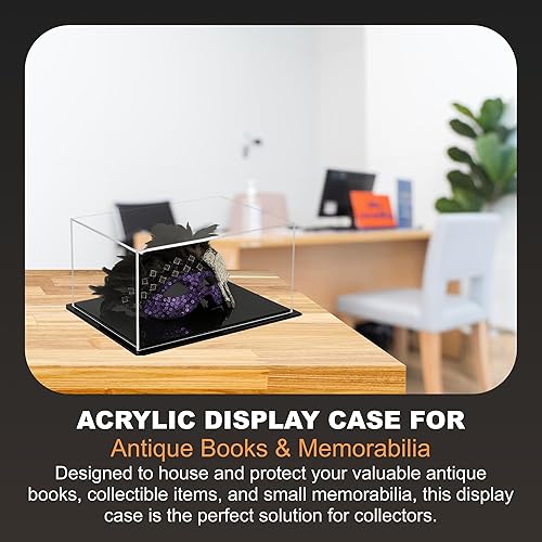 Vista 335 de Better Display Cases Versátil vitrina de acrílico transparente - Caja rectangular grande con base blanca 18" x 12" x 3" (BK09)
