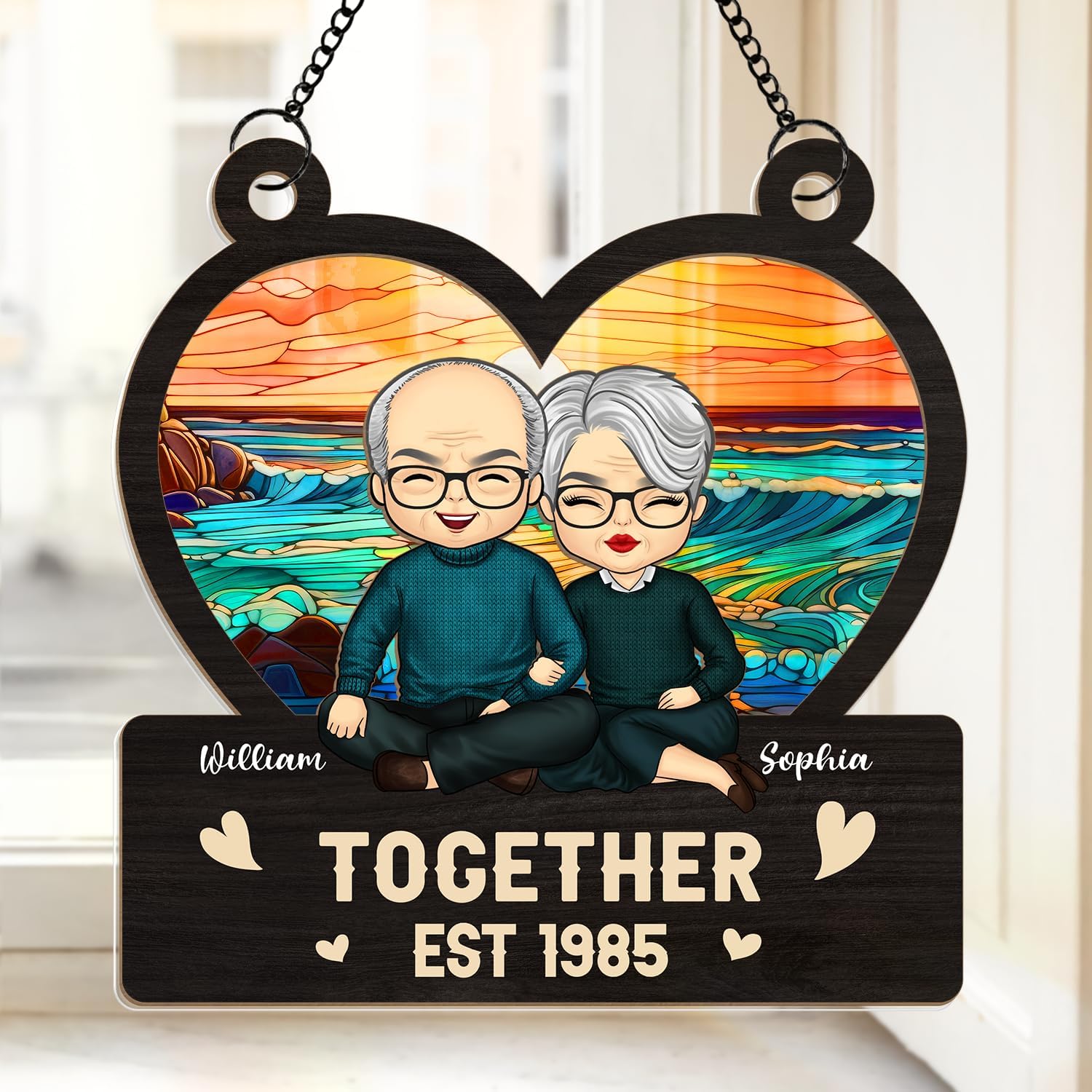 A True Love Story Never Ends, Personalized Acrylic Window Hanging Suncatcher, Anniversary Birthday Gifts for Wife Husband, Wedding Gifts for Couples 2025, Gift for Her & Him