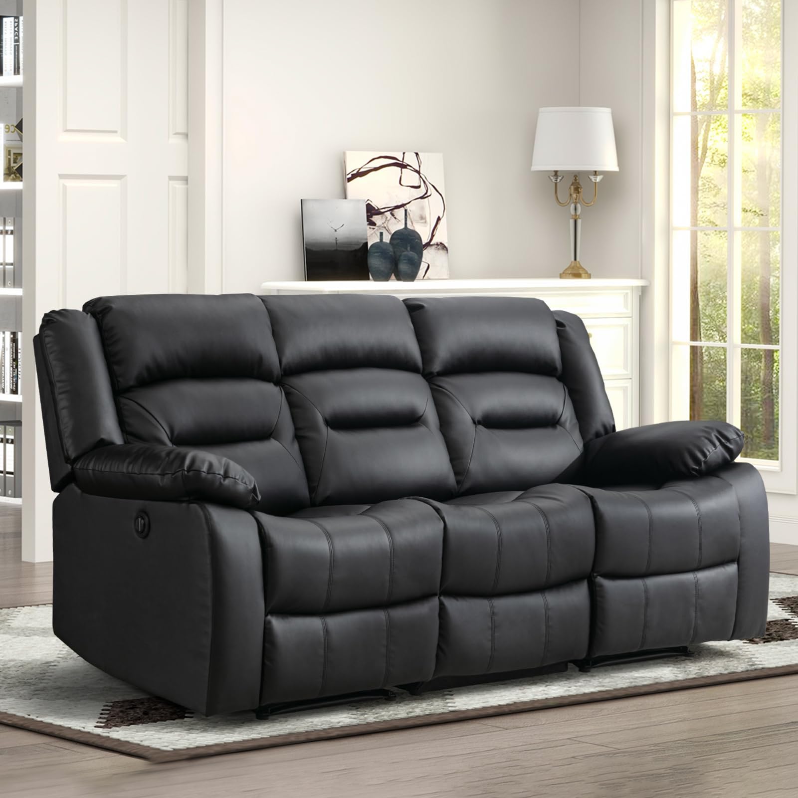 EBELLO Faux Leather Power Electric Reclining Sofa