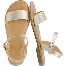CUSHIONAIRE Clara Casual Flat Girls Sandals, Adjustable Buckle Ankle Strap with Lightweight Cushioned Comfort Kids Sandals