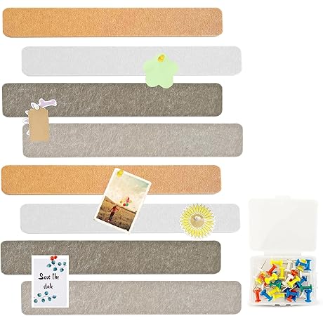 Ultimate Message Center: 8 Packs Felt Pin Board Strips with Push Pins for Effortless Organization