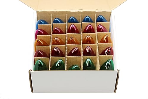 Miniatura 2 de Creative Hobbies Caja de 25 bombillas C9 parpadeantes aleatorias, multicolor transparente, 7 vatios, vida útil, base de candelabro chapada en
