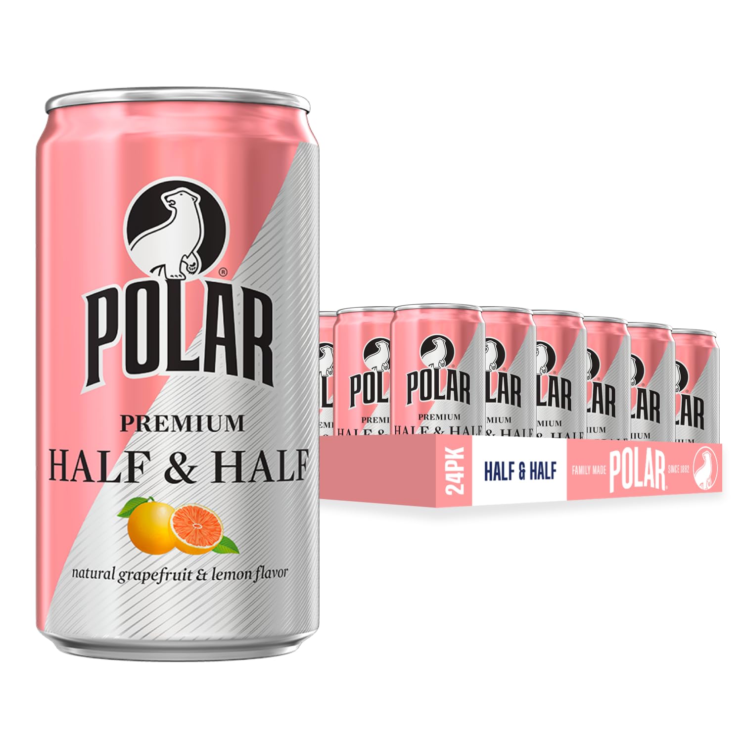 POLAR Half and Half (Grapefruit & Lemon) - 24pk 7.5oz Cans | Perfect Blend of Refreshing Citrus | Versatile Mixer for Cocktails and Mocktails