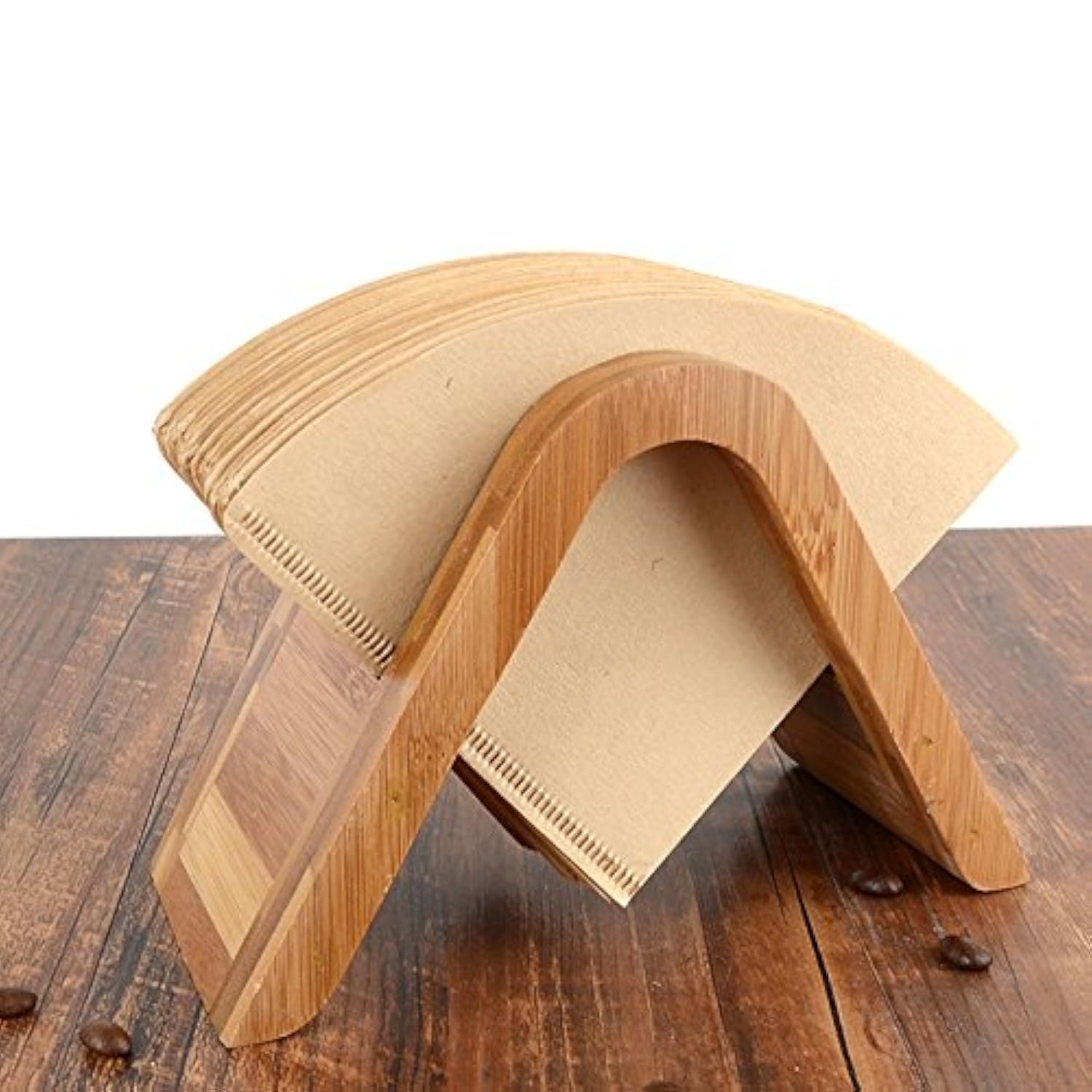 Bamboo Coffee Filter Holder - Storage Rack & Stand for 4 Filter Papers (Type A)