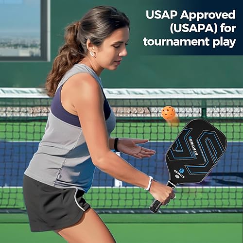 Miniatura 5 de Juego de 2 palas de pickleball aprobadas por USAPA T700 de fibra de carbono cruda, raquetas de pickleball de superficie de fricción con 4 bolas, 1