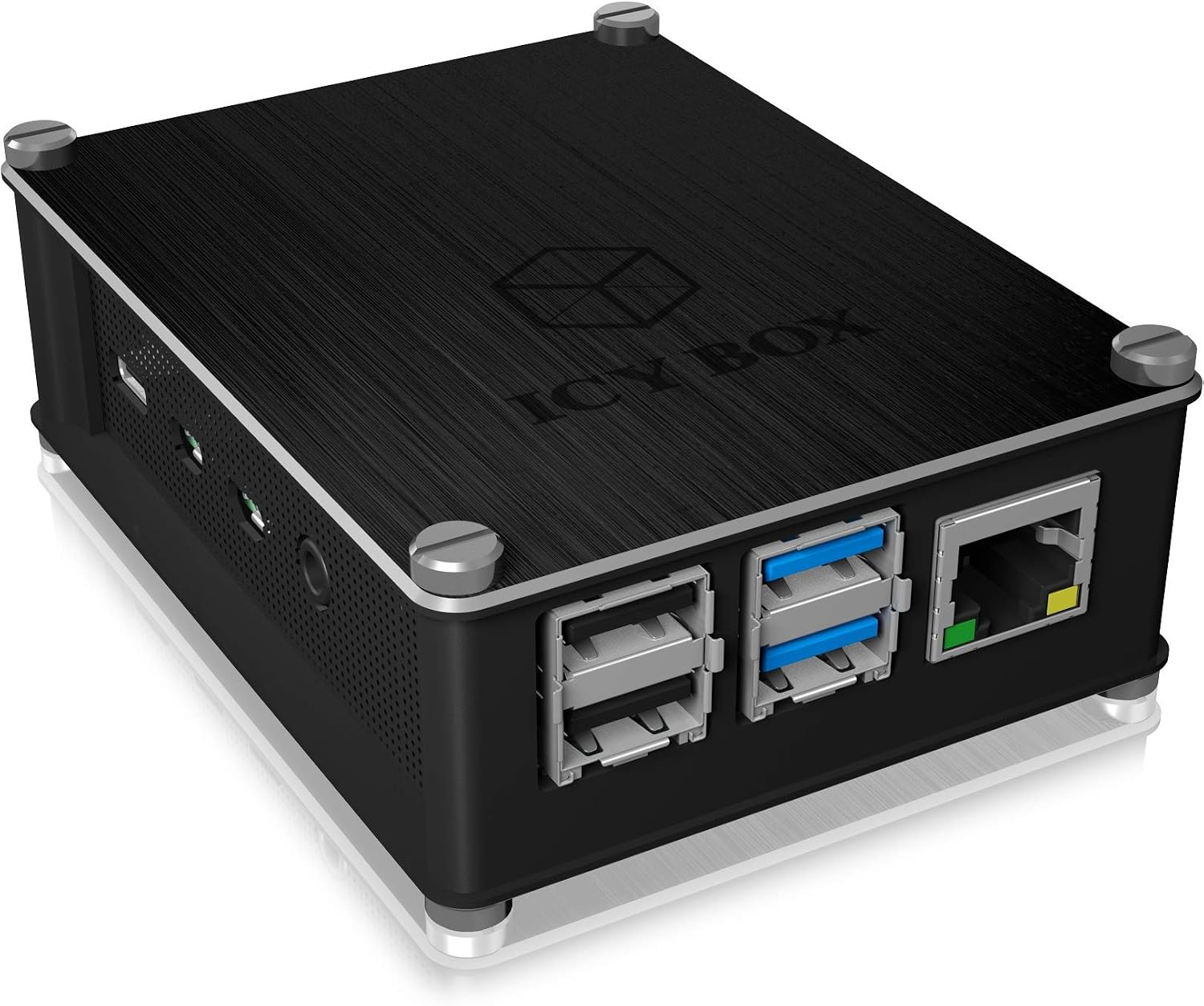 ICY BOX Raspberry Pi 4 Aluminum and Acrylic Interchangeable Air Flow Side Grid Heat Sink, schwarz - Image 3