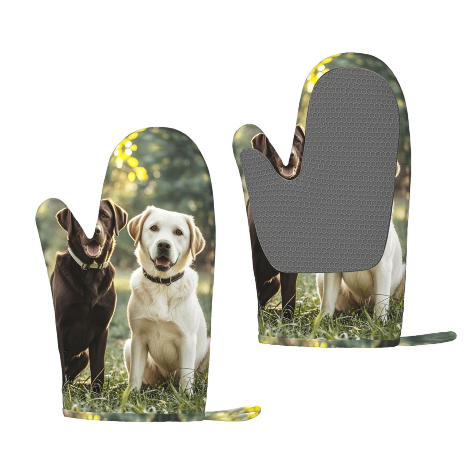 Oven Mitts Sets of 2 Heat Resistant Kitchen Gloves labrador retriever Dogs Oven Mitts BBQ Oven Gloves Non-Slip Silicone Oven Mitts Waterproof Cooking Safety Gloves for Kitchen Baking Cooking