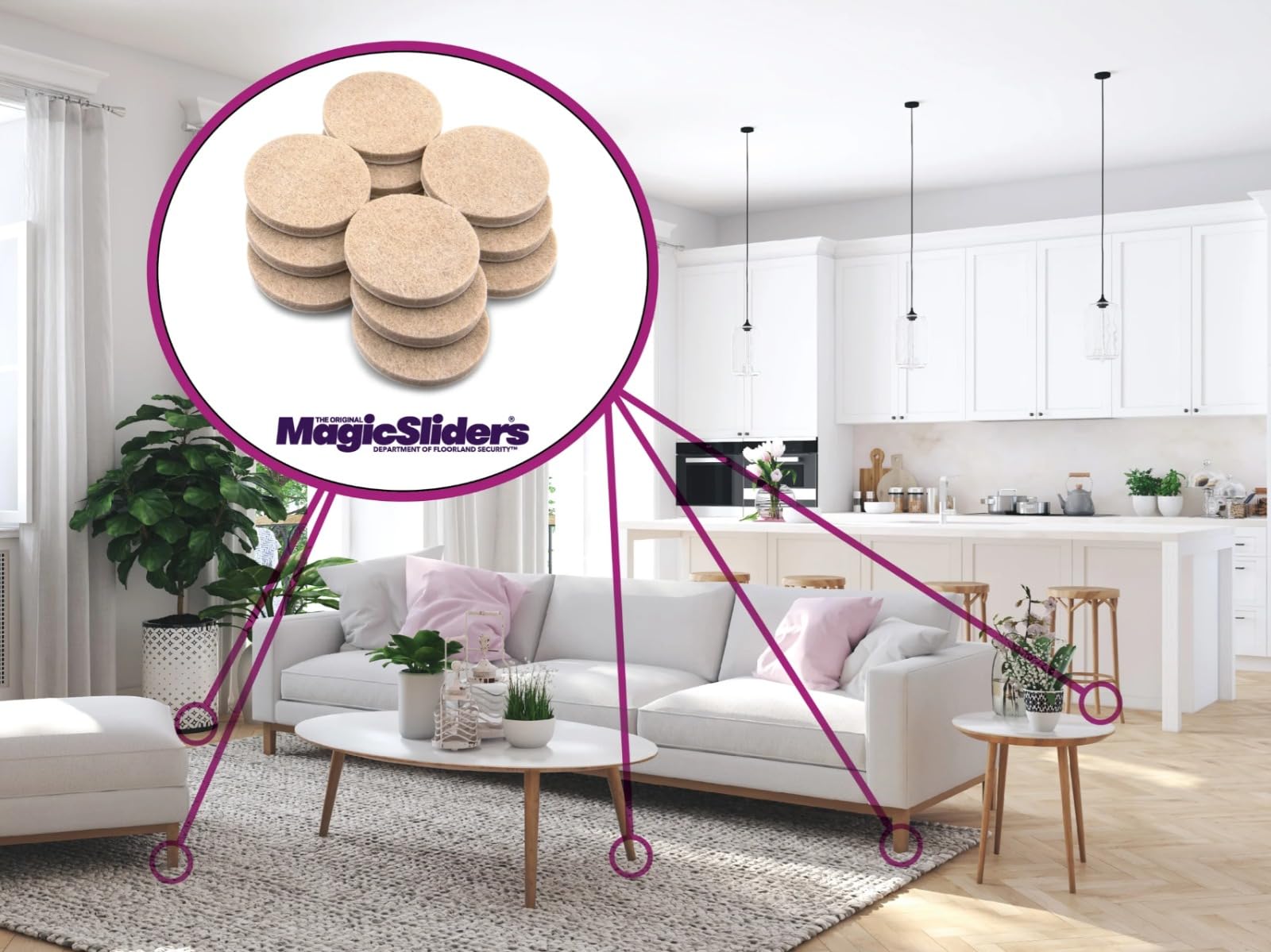 MAGIC SLIDERS L P 63979 Oat Felt Pad assorted Scratches (102 Pack) by Magic Sliders