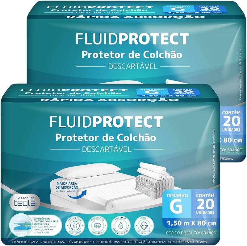 FLUID PROTECT Kit Protetor de Colchão Descartável (40 unidades - 2 Pacotes)