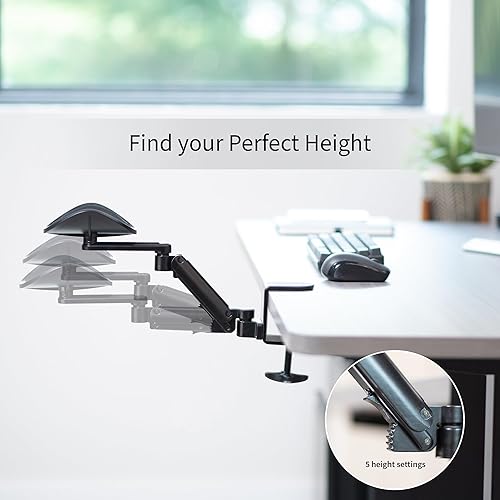 Miniatura 7 de VIVO Reposabrazos ajustable universal con abrazadera, cojín giratorio para codo de escritorio, soporte de brazo de plataforma de extensión sobre la