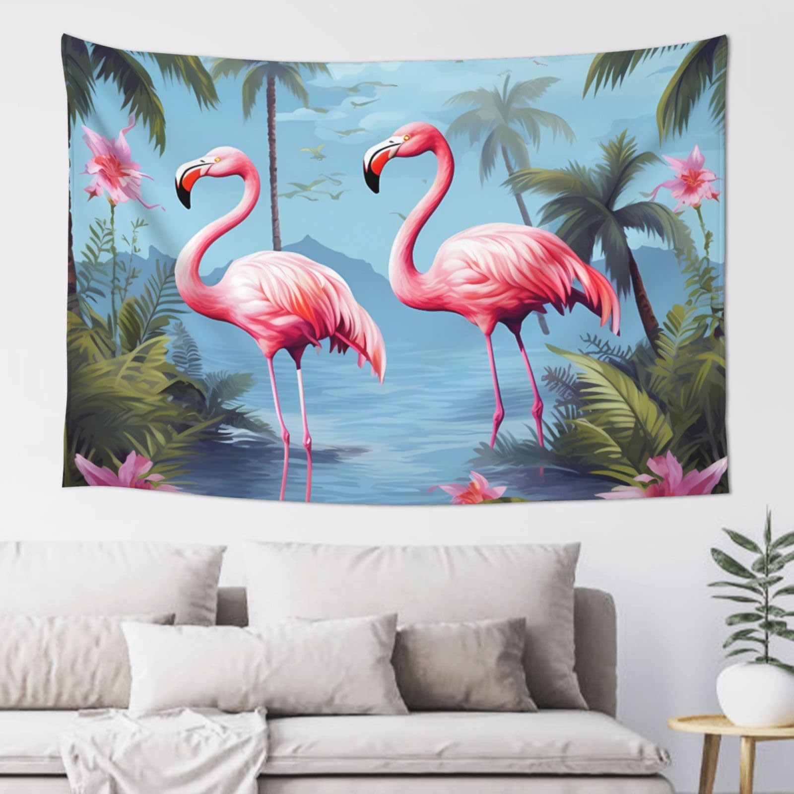 FodPand Tropical flamingos Tapestry for Bedroom Aesthetic, Wall Hanging Tapestries Art Decor Backdrop Wall Tapestry for Dorm Living Room Funny Poster Party Banner Background 40" X 60"
