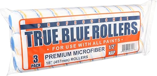 True Blue Cubiertas de rodillo de pintura profesional de 18 pulgadas, 18 pulgadas, mejor para todo tipo de superficies de pintura, paquete de