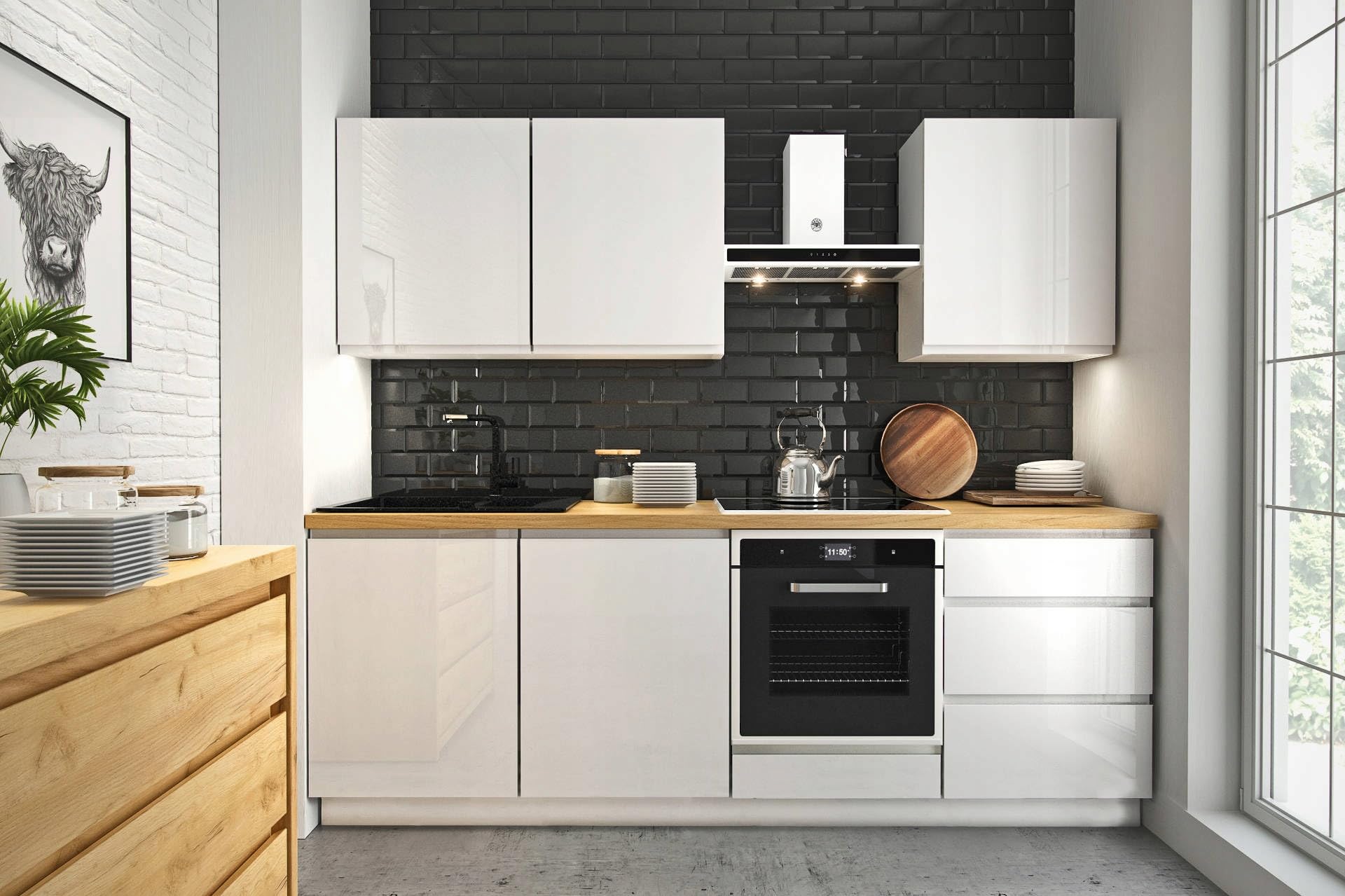 Grifflose Front für Spülmaschine LUGO aus MDF mit - Elegantes Design - Universell einsetzbar - 59,6x71,3 cm - Modernes Küchenzubehör für jeden Stil - weißer Acrylglanz