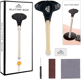 EASTROCK Guitar Bow, 2-in-1 Real Horsehair Guitar Bow for Acoustic, Create Violin & Cello-Like Sounds, Christmas Birthday Gift for Guitar Player and Music Lover, Short Black
