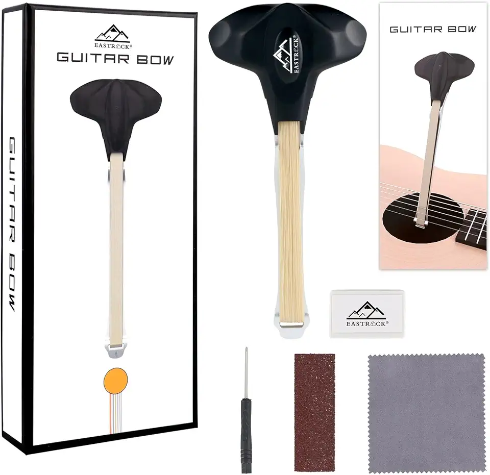 EASTROCK Arco de guitarra, arco Picasso 2 em 1, cria sons de violoncelo e violino, ferramentas de cordas de dupla finalidade, kit de arco de guitarra para iniciantes e músicos profissionais, presente