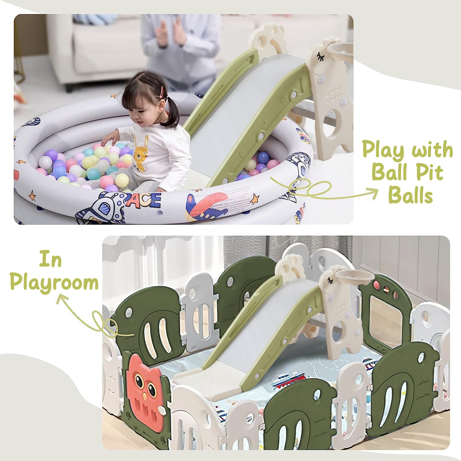 Toddler Slide for Kids Ball Pit Indoor Slide for Toddlers Baby with Basketball Hoop Slideway for Ball Pit Toddlers Kids