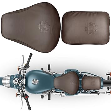 AllExtreme EXECSBN PU Leather Seat Cover Compatible with Bullet Classic 350cc and 500cc Anti Skid Split Type Cushion for Motorcycle Bike (Brown)