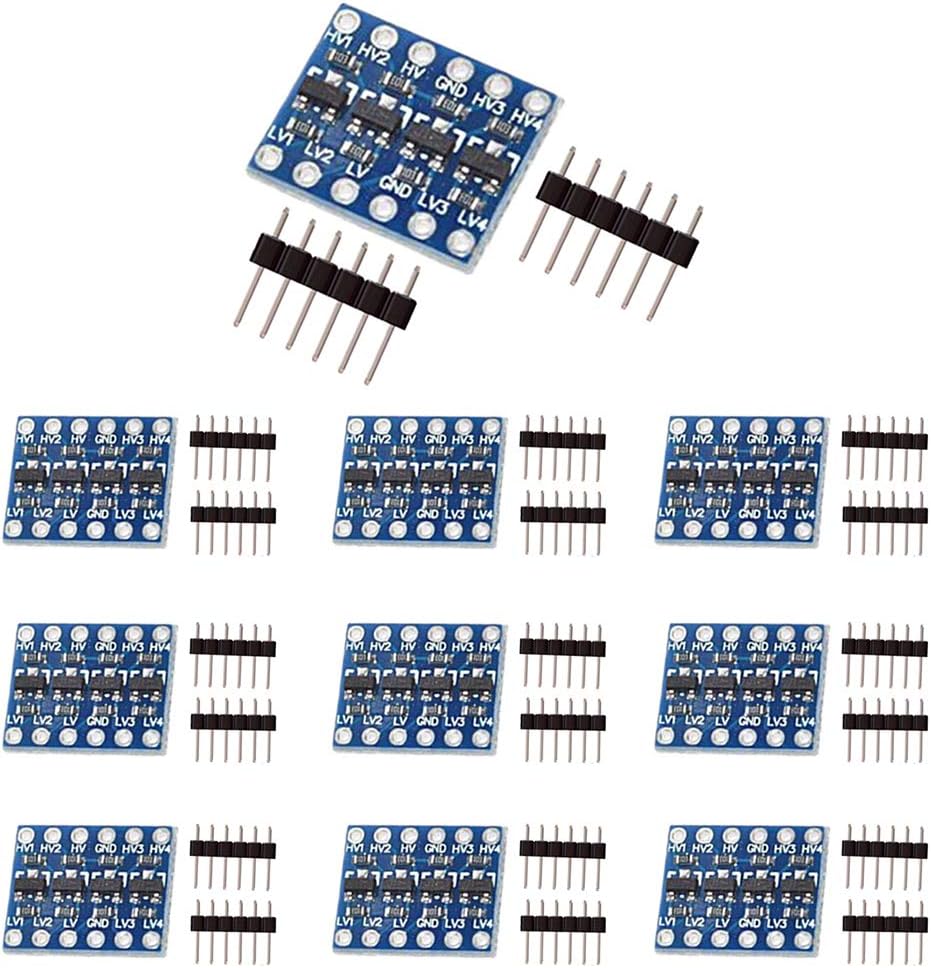 KeeYees 10pcs 4 Channels IIC I2C Logic Level Converter Bi-Directional Module 3.3V to 5V Shifter for Arduino (Pack of 10)
