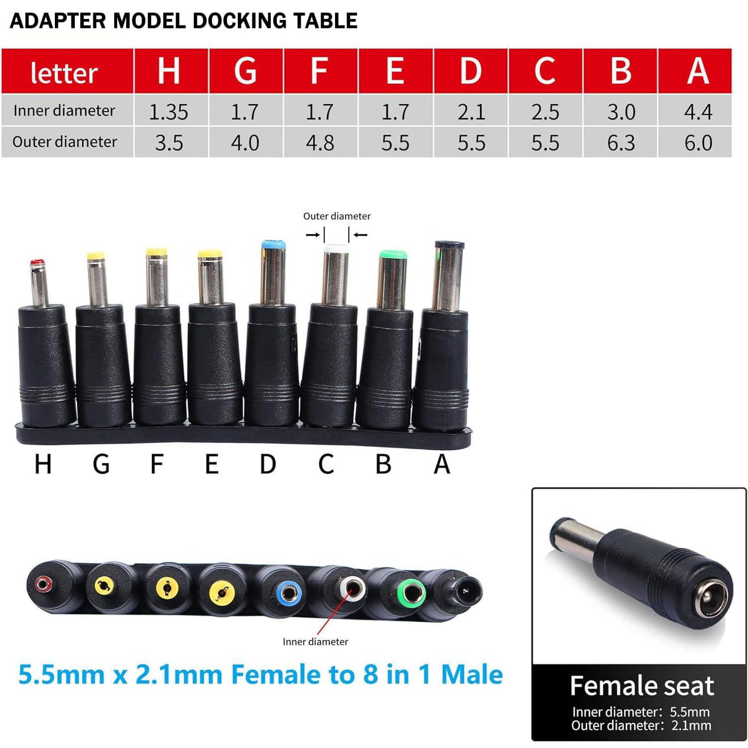 1/2/5 Pz Placcato Oro Spina Di Alimentazione DC Connettore 5.5x2 - Foto 8