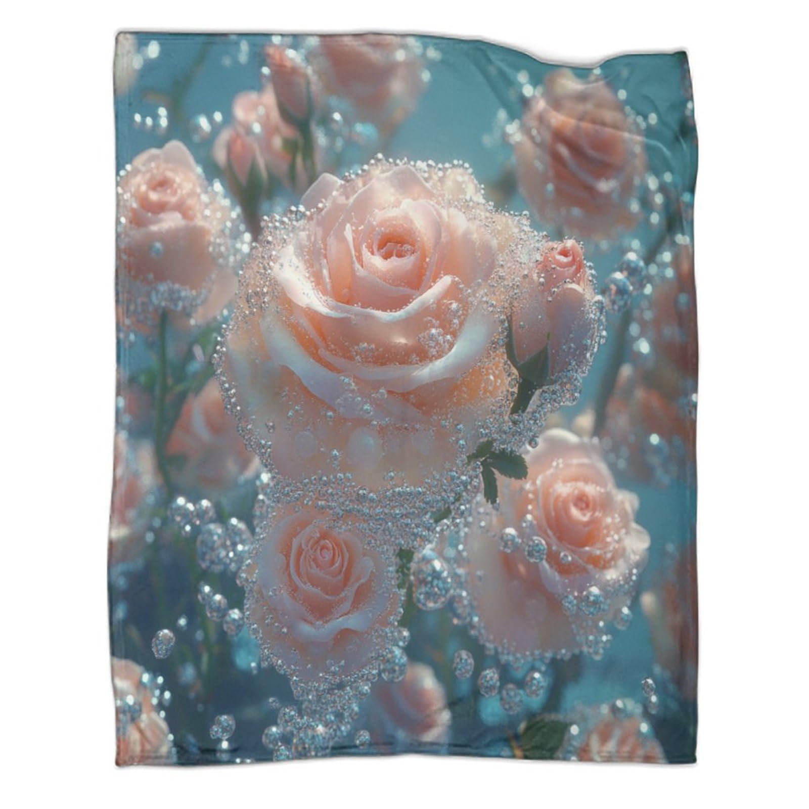 Couverture polaire de luxe en velours de flanelle supérieure à motif roses imprimées 3D