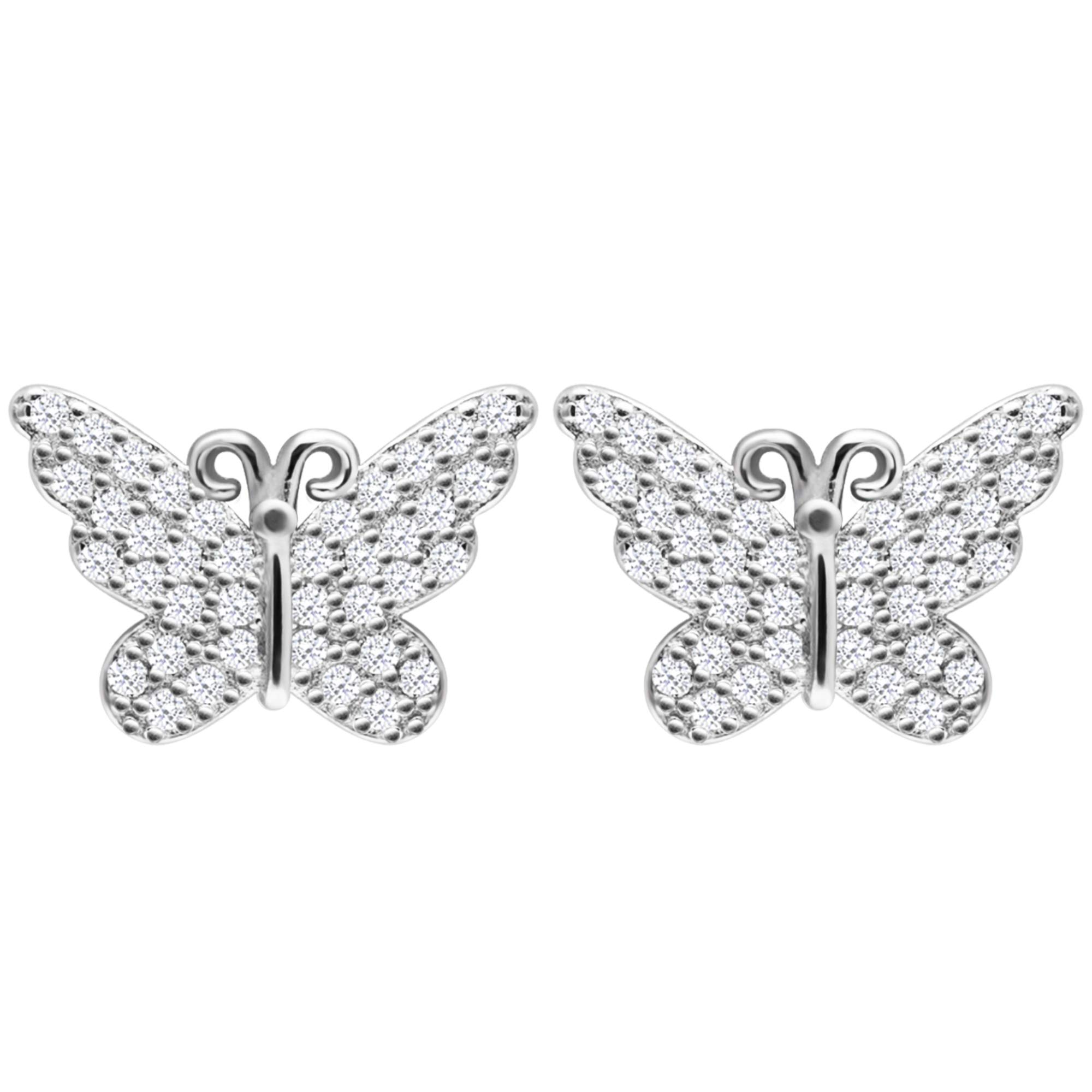 GIVA925 Sterling Silver Zircon Studded Butterfly Studs | Earrings to Gift Women & Girls | With Certificate of Authenticity and 925 Stamp | 6 Month Warranty*, OneSize, Metal, Cubic Zirconia