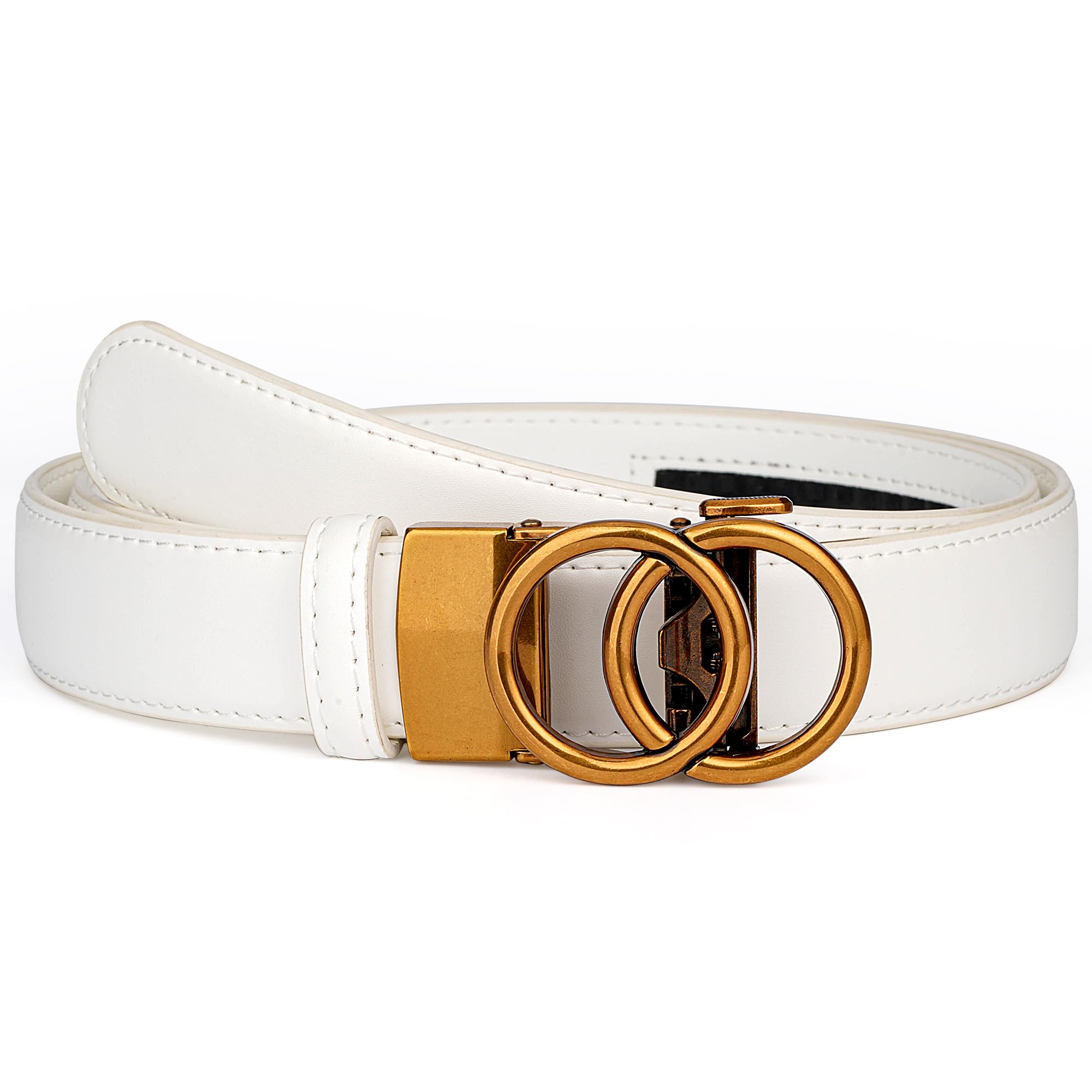 MILORDE Womens Ratchet Leather Dress Belt - 3cm 1 18 width Size Customizable Fit Designs for Dress and