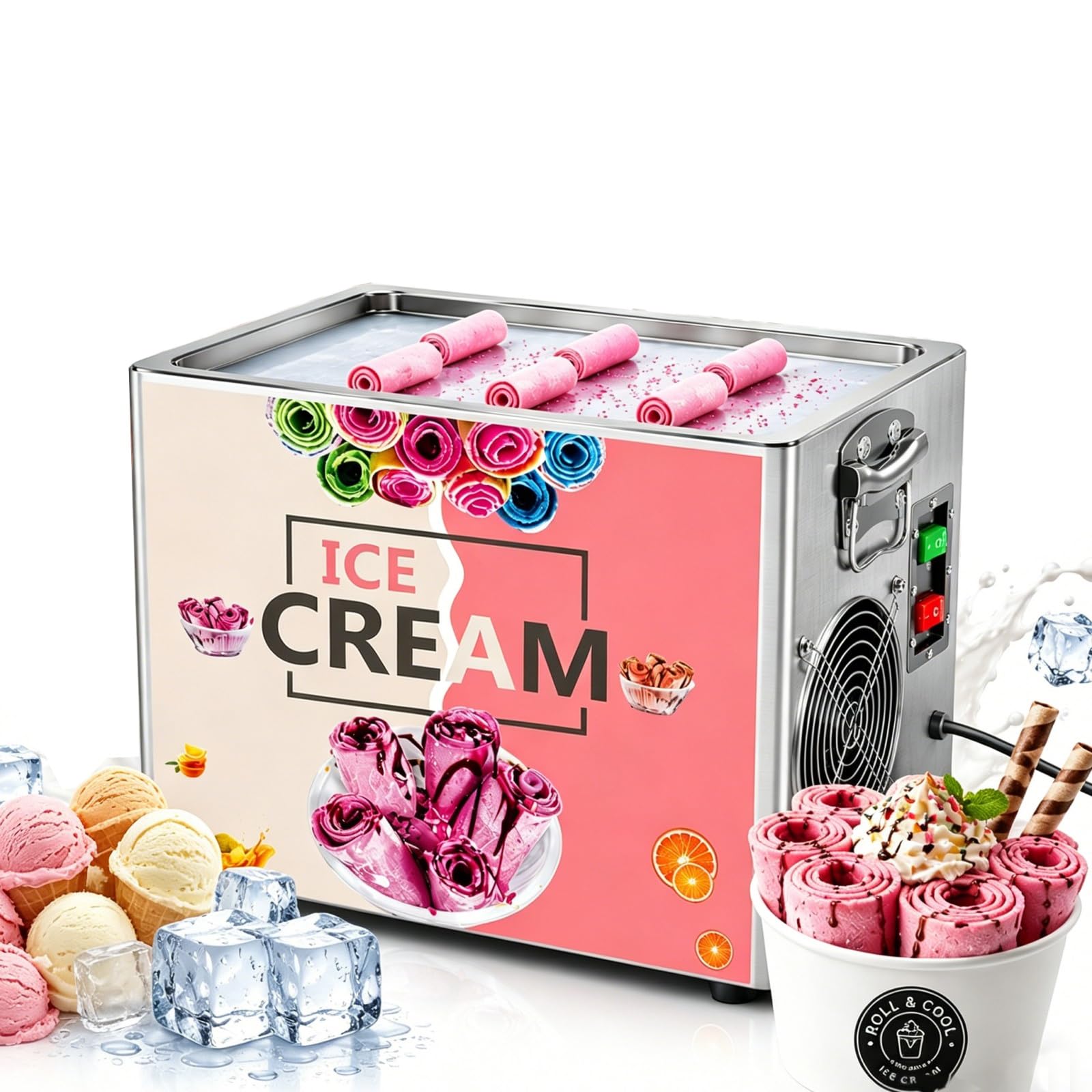 Machine à glace frite électrique avec plaque froide en acier inoxydable