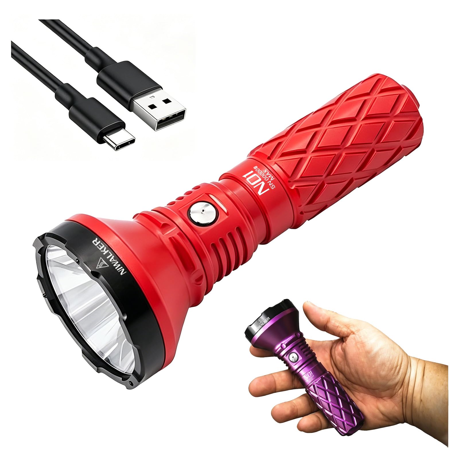 Niwalker N01 Max Long Throw Flashlight, 2000 Lumen 1300 Meter Beam Distance