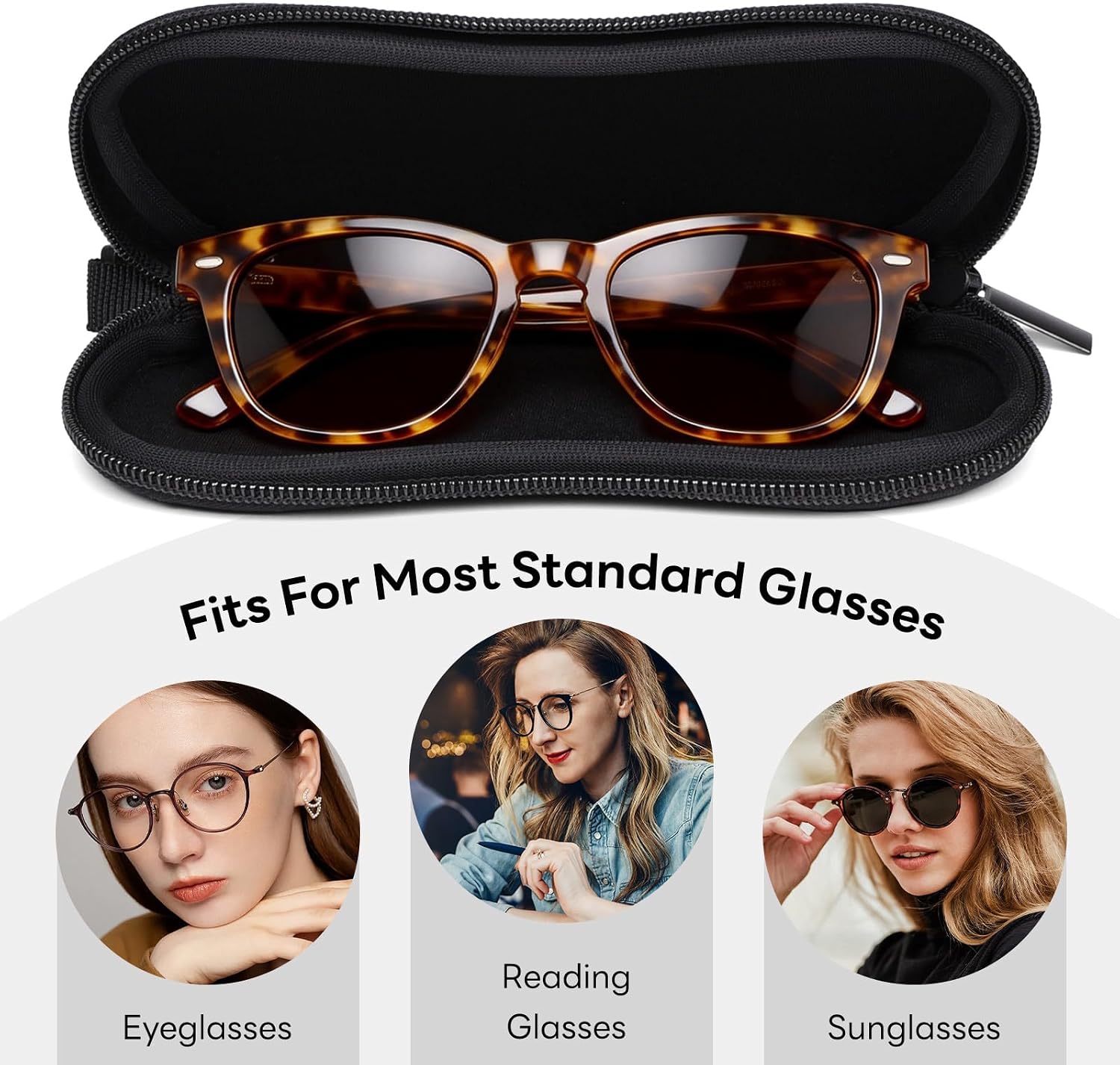 Sunglasses Case with Belt Clip, Ultra Light Neoprene Zipper Soft Padded Glasses Case for Women Men