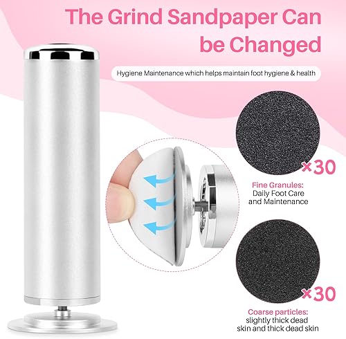 Miniatura 4 de Lima removedora de callos para pies herramienta profesional de pedicura para verano - Lima eléctrica para pies de velocidad ajustable para piel y