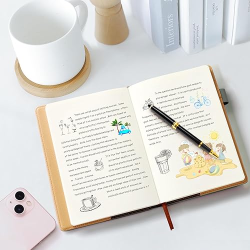 Miniatura 6 de Cuaderno A5 en blanco, cuaderno de bocetos de cuero de tapa dura recargable con bolsillo y hebilla magnética, 240 páginas gruesas de viaje para