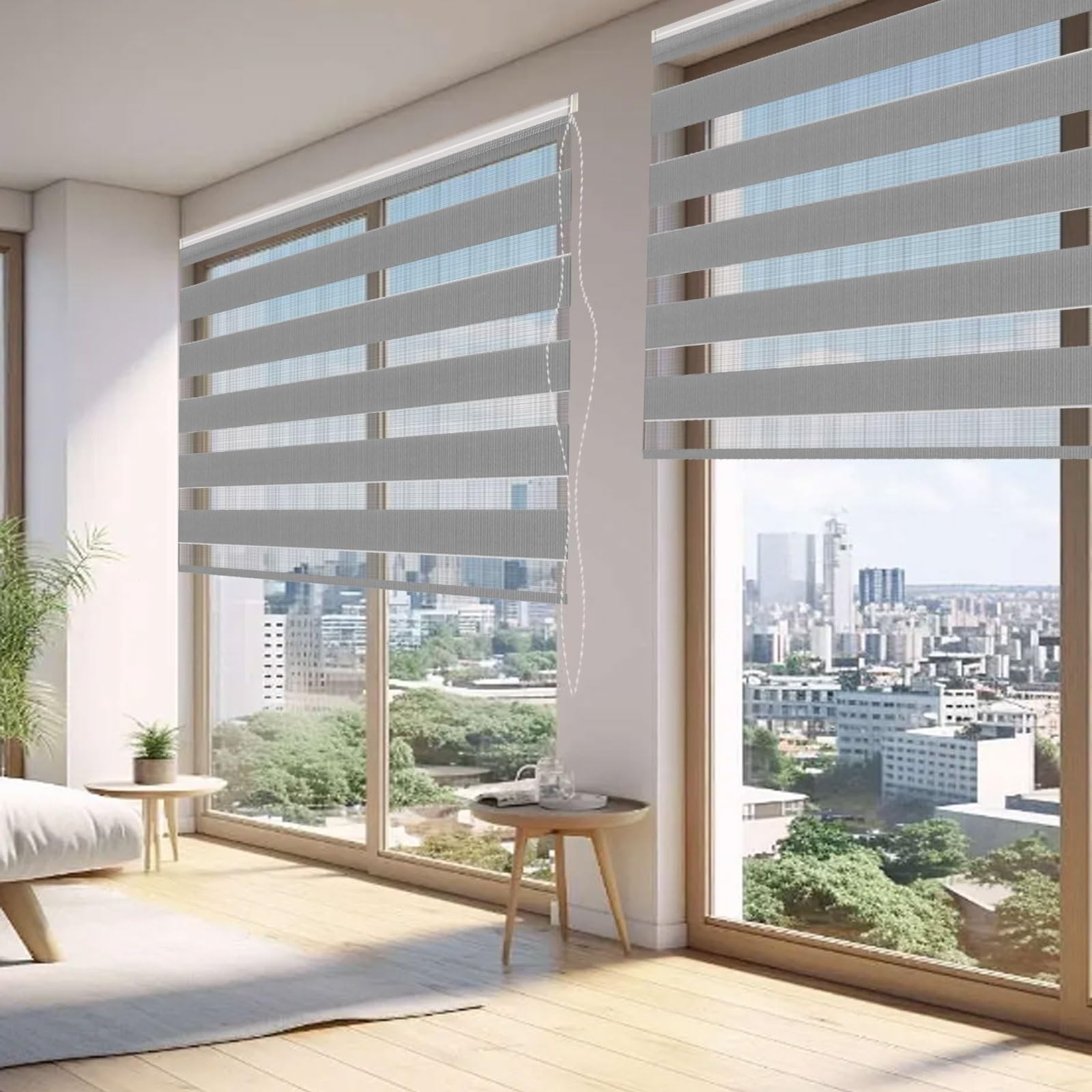 Blackout Roller Blinds 35 x 200 cm UV Protection Light Filtering Light Filtering Privacy Day Night Blinds with Install Accessories for Windows Room Darkening, Jasny szary