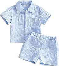 Summer Sets for Baby Boy Shirt Collar Shirt Pocket Short Sleeve Top and Color Block Shorts Clothes Infants