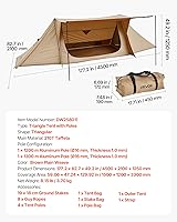 Vista 7 de VEVOR Tienda Caliente, Tiendas de Campaña Tipi Calientes con Toma para Estufa, Tiendas de Campaña Portátiles de Invierno con Faldón para Nieve