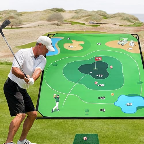 Miniatura 9 de Liberry Juego de astillado de golf con alfombrilla de astillado grande, 2 palos ajustables, 20 bolas adhesivas, juguete de entrenamiento deportivo